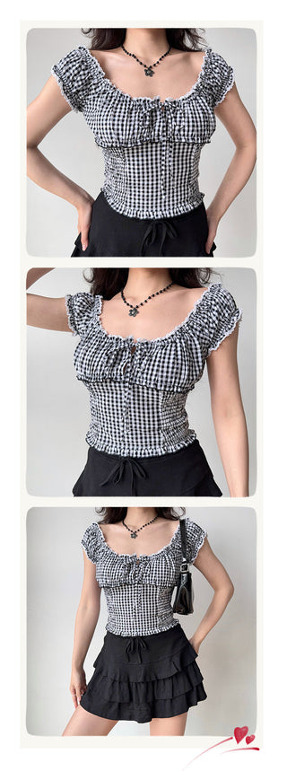 puff plaid shirt