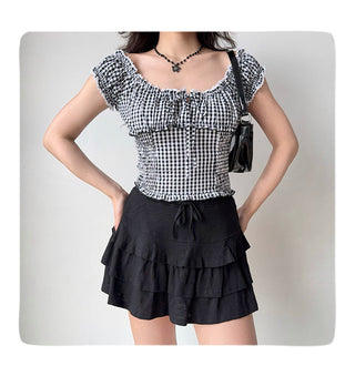 puff plaid shirt