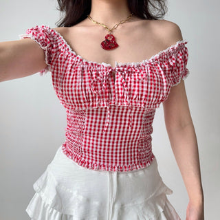 puff plaid shirt