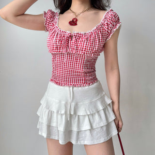 puff plaid shirt