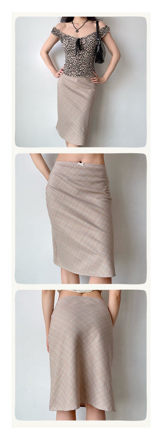 plaid midi skirt