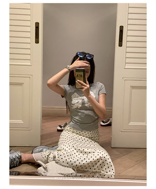 polka dot slit skirt