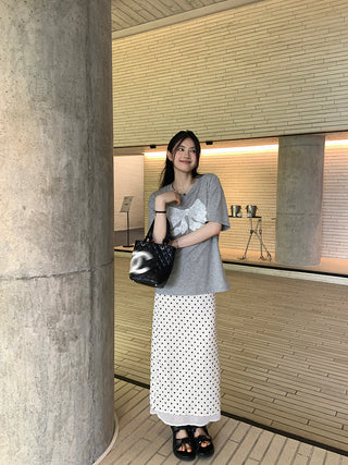 polka dot slit skirt