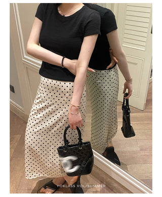 polka dot slit skirt