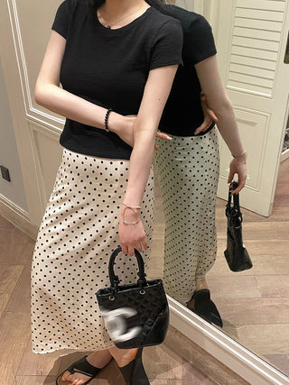 polka dot slit skirt