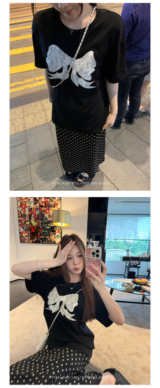 polka dot slit skirt