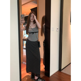 polka dot slit skirt