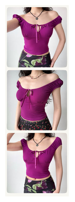 cutout U-collar top