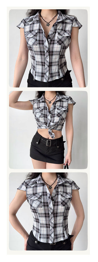 plaid puff shirt