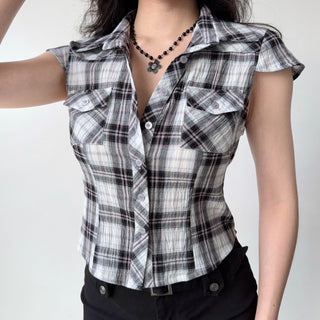 plaid puff shirt