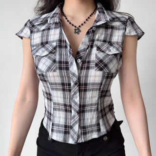 plaid puff shirt
