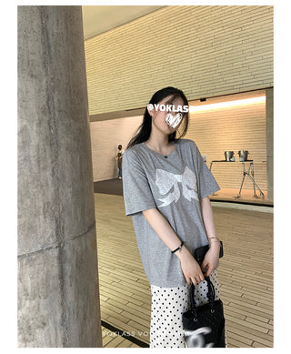gray lace bow top