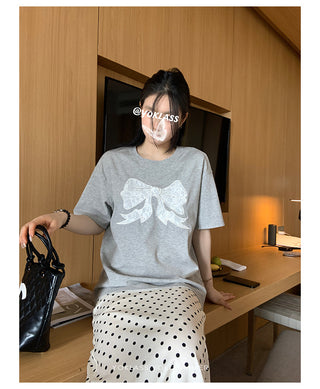 gray lace bow top