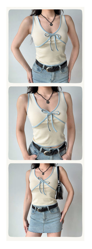 contrast bow vest
