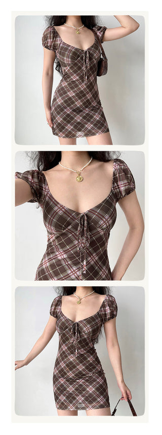 puff plaid skirt
