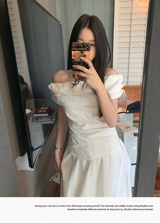 black off-shoulder suit