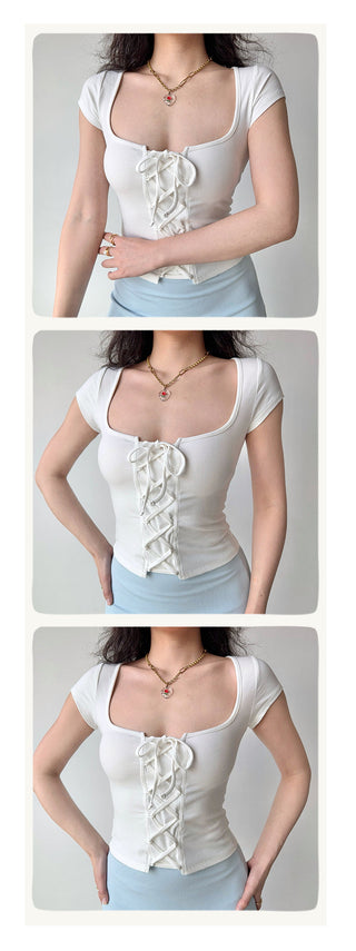 lace-up square Top