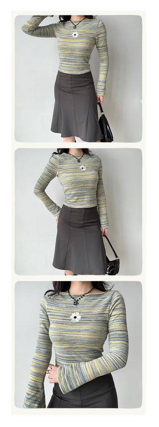 striped crop-top