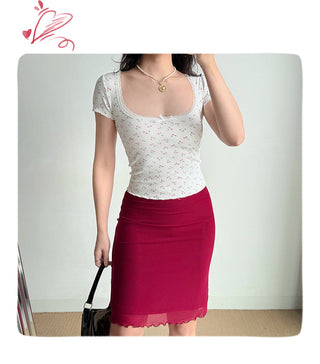 lace U-collar top