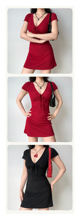 deep V-wrap dress