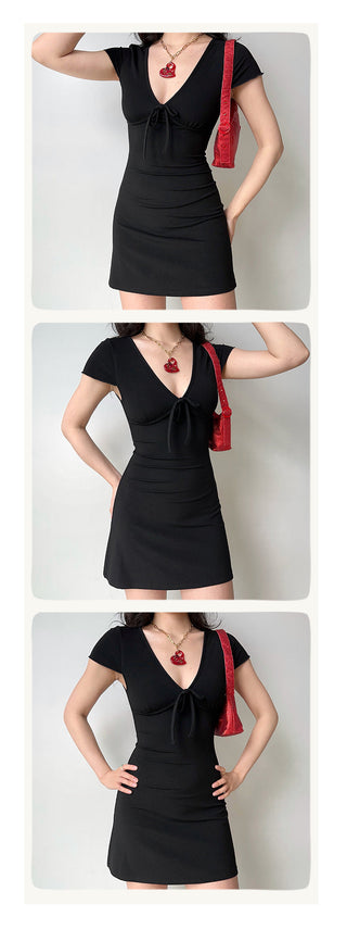 deep V-wrap dress