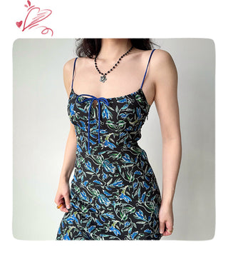 printed suspender skirt