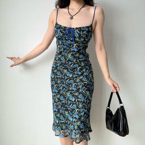 printed suspender skirt