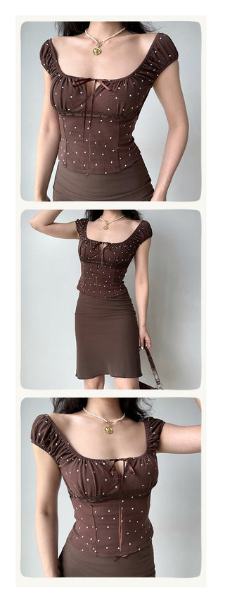 dots lace-up top