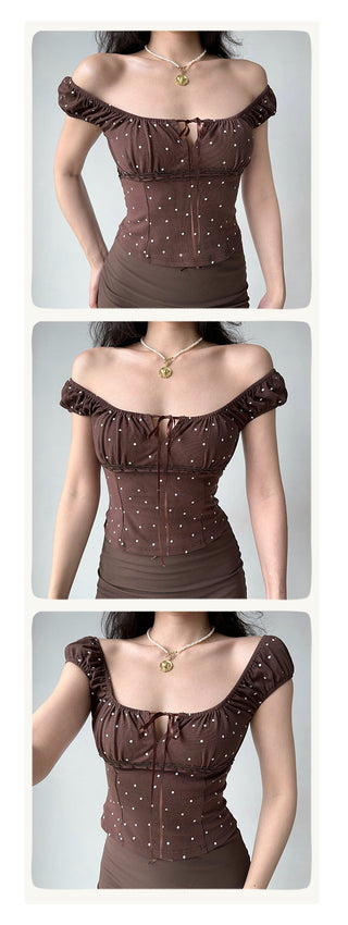 dots lace-up top