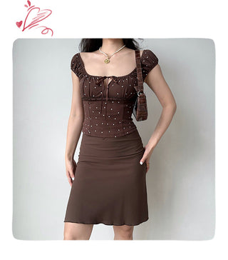 dots lace-up top