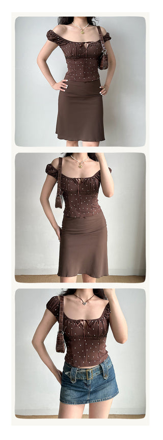 dots lace-up top