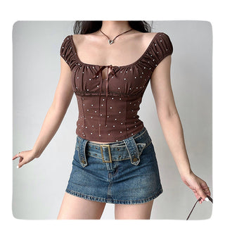 dots lace-up top