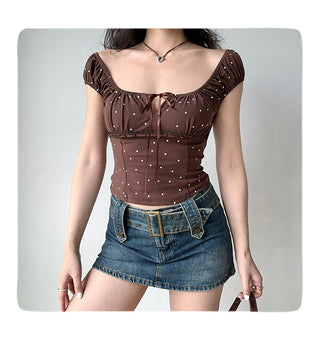 dots lace-up top