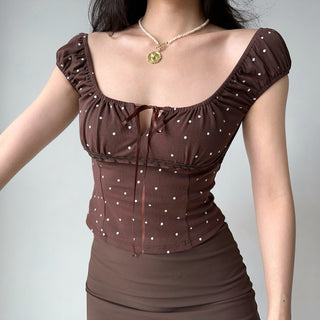 dots lace-up top