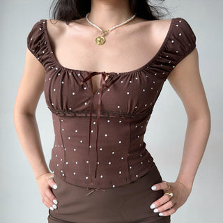 dots lace-up top
