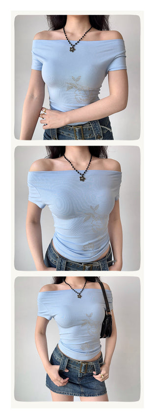 rhinestone off-neck top
