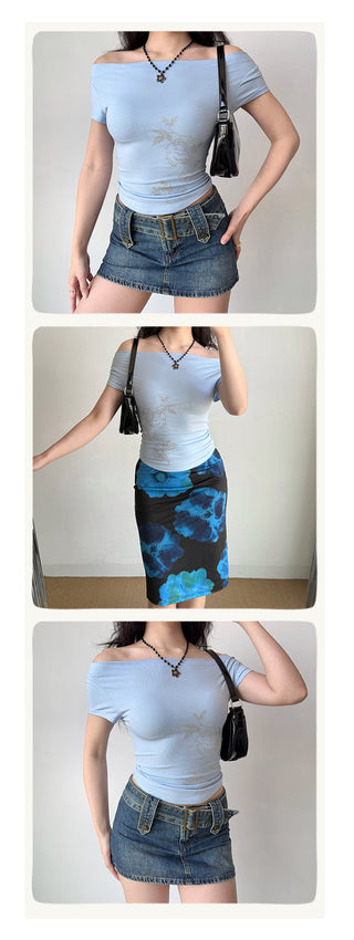 rhinestone off-neck top