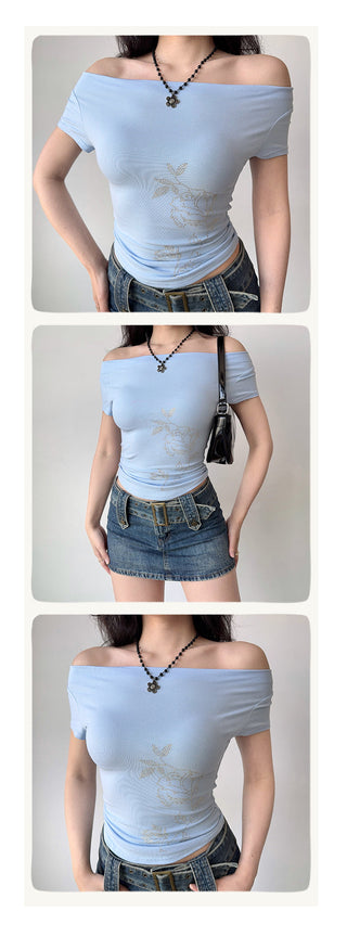 rhinestone off-neck top