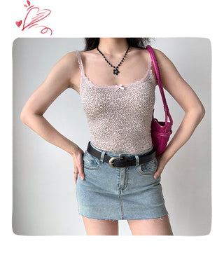 leopard spaghetti vest