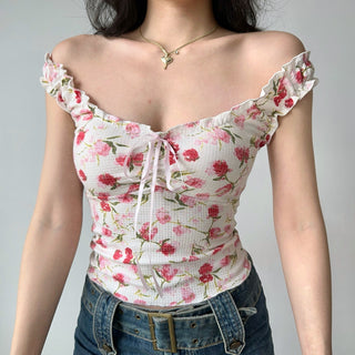 ruffled print vest