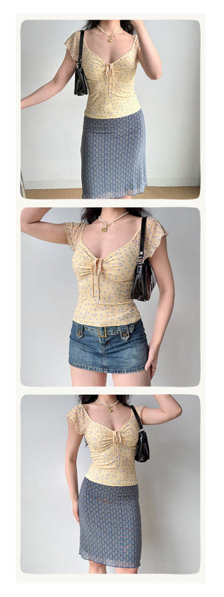 gauzy V-neck top