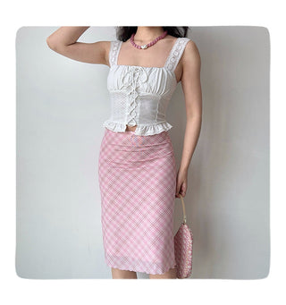 pink tartan skirt
