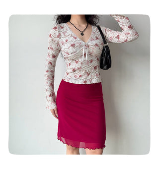 bow V-neck top