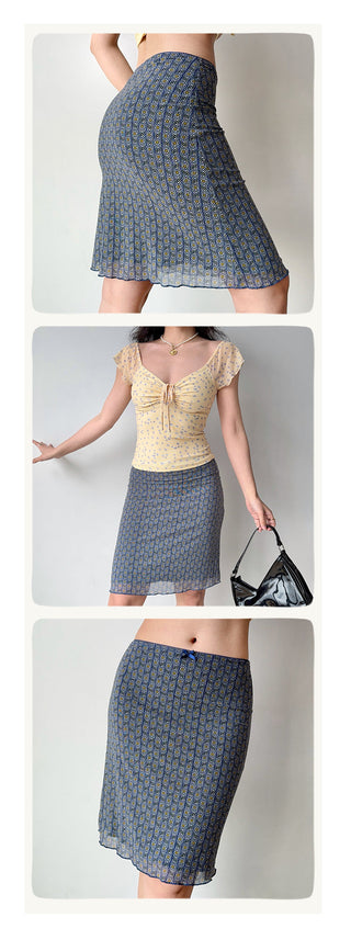 printed mesh skirt
