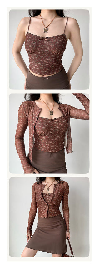 floral cardigan set