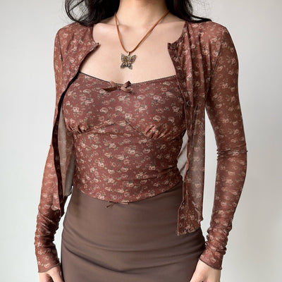 floral cardigan set