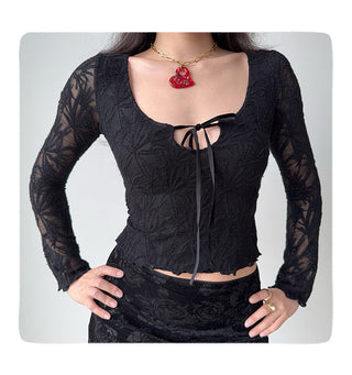 jacquard U-neck top