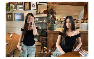 off-shoulder sleeveless top