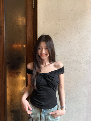 off-shoulder sleeveless top