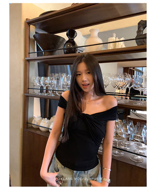 off-shoulder sleeveless top